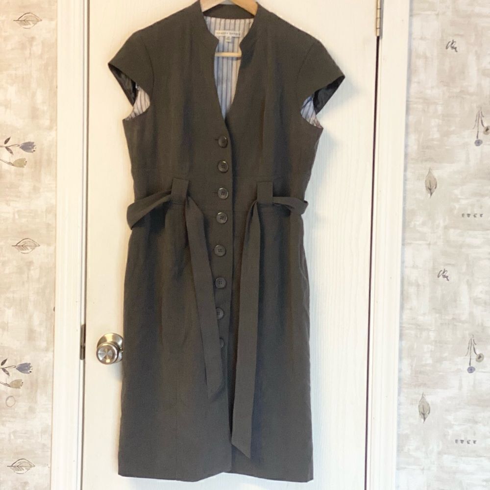 Sandra Darren Button Belted Sheath Dress